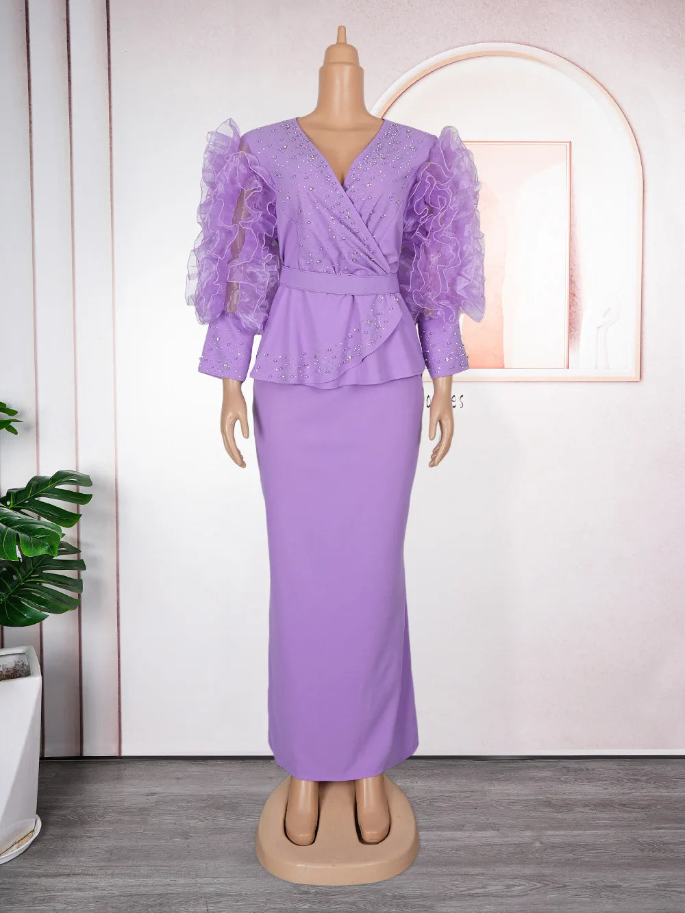 plus Size Women's V-neck Dress Fashionable Banquet Gown with High Waist And Hip Skirt New 2025 Style