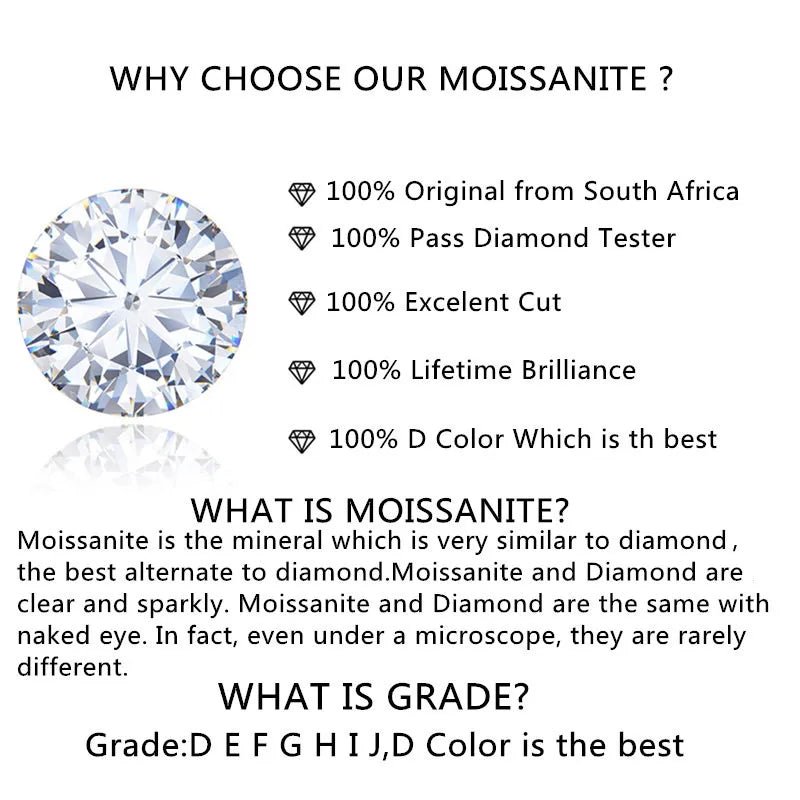 Platinum Pt950 Brilliant Cut Total 0.5 ct Pass Diamond Tester Micro D Color Moissanite Cocktail Ring for Women Classic Jewelry