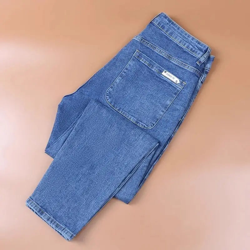 New Casual Spring Autumn Slim Pencil Jeans for Men Light Grey Korean Luxury Clothing Brand Clothes New Jeans Kpop Trousers