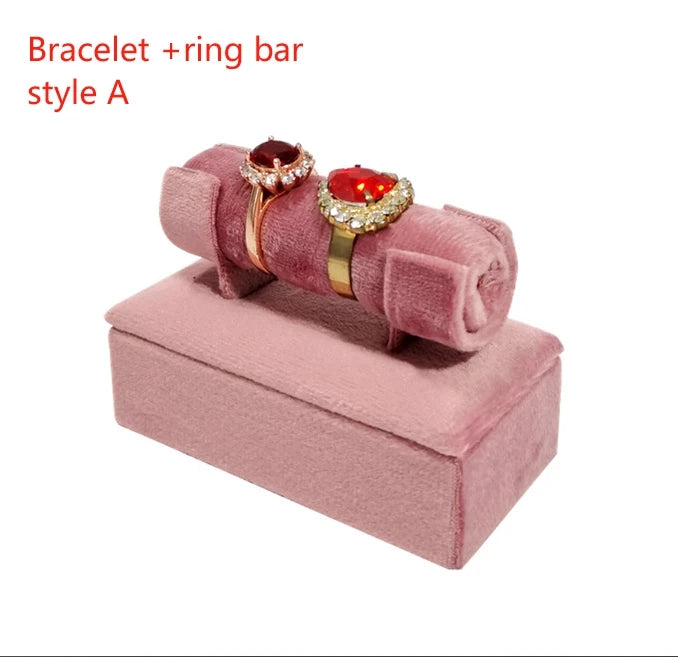 Pink Holland Velvet Ring Holder Ring Earrings Bangle Bracelet Storage Rack Jewelry Storage Display Stand Organizer for store