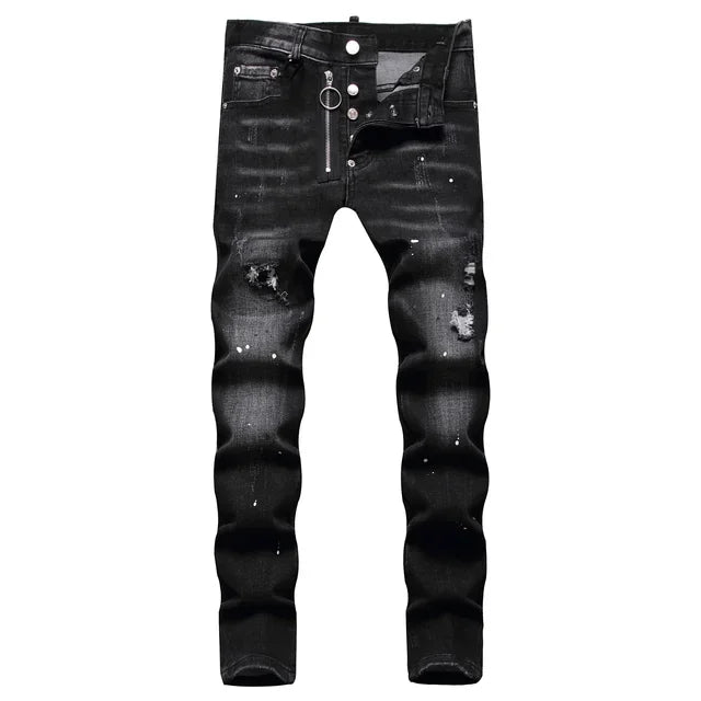 New Mens Ripped Jeans Dsq2 Men Skinny Jeans Light Blue Holes Pants Quality Male Stretch Slim Fashion Trousers Y2k