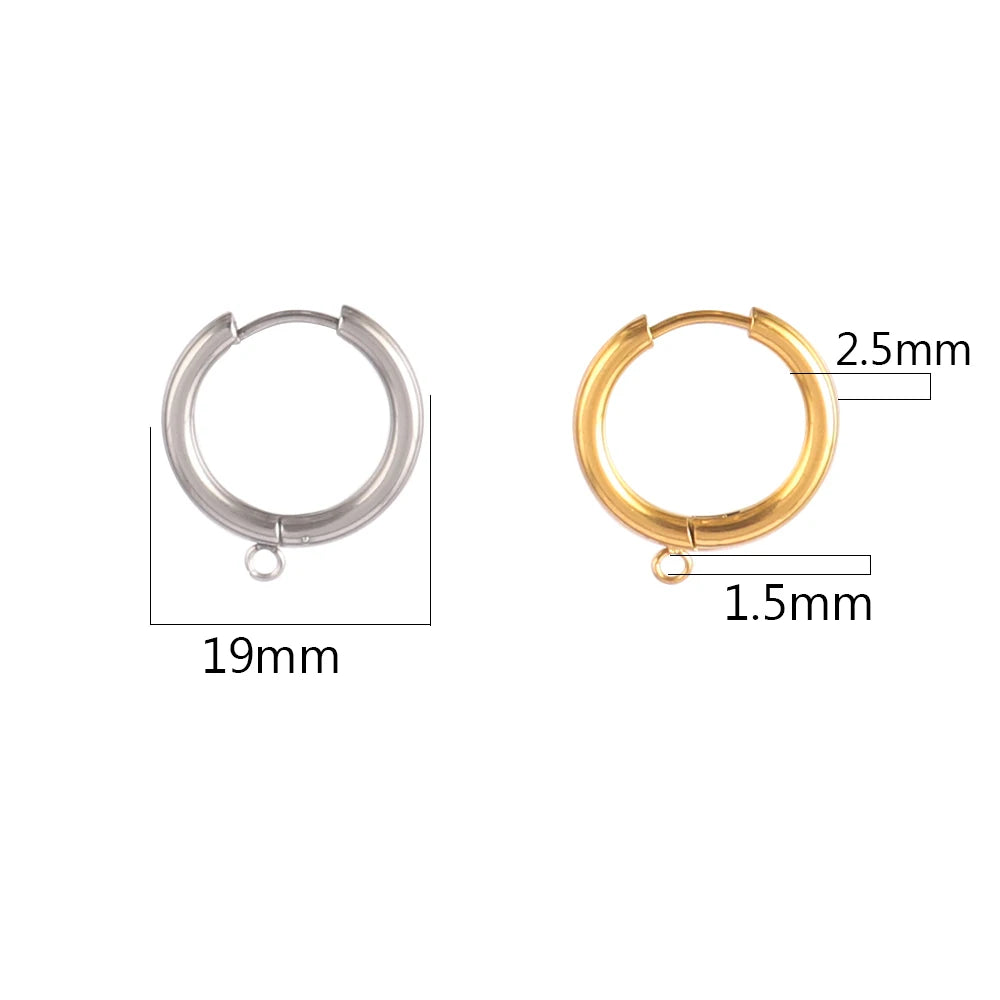 10pcs/Lot 316L Stainless Steel Hoop Earrings Findings Round Earrings Base For DIY Earrings Jewelry Making Supplies Accessories