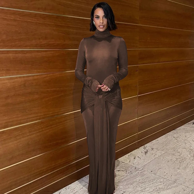 Hawthaw Women 2024 Spring Autumn Fashion Long Sleeve Party Club Streetwear Bodycon Red Long Dress Wholesale Items For Business