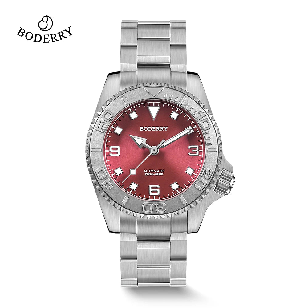 Boderry ADMIRAL Diver Watches 3-Hand No Date 200M Waterproof Titanium Automatic Mechanical Luxury Wristwatch For Men