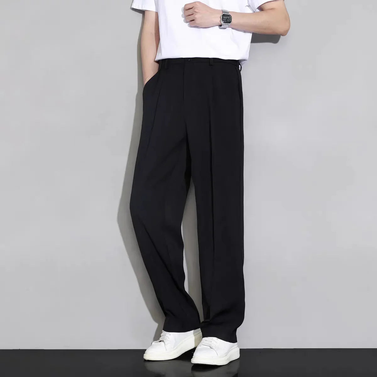 Summer Thin Suit Pants Men's Casual Trousers Loose Fit Straight Leg High End Trousers Dropshipping Fashion Sense