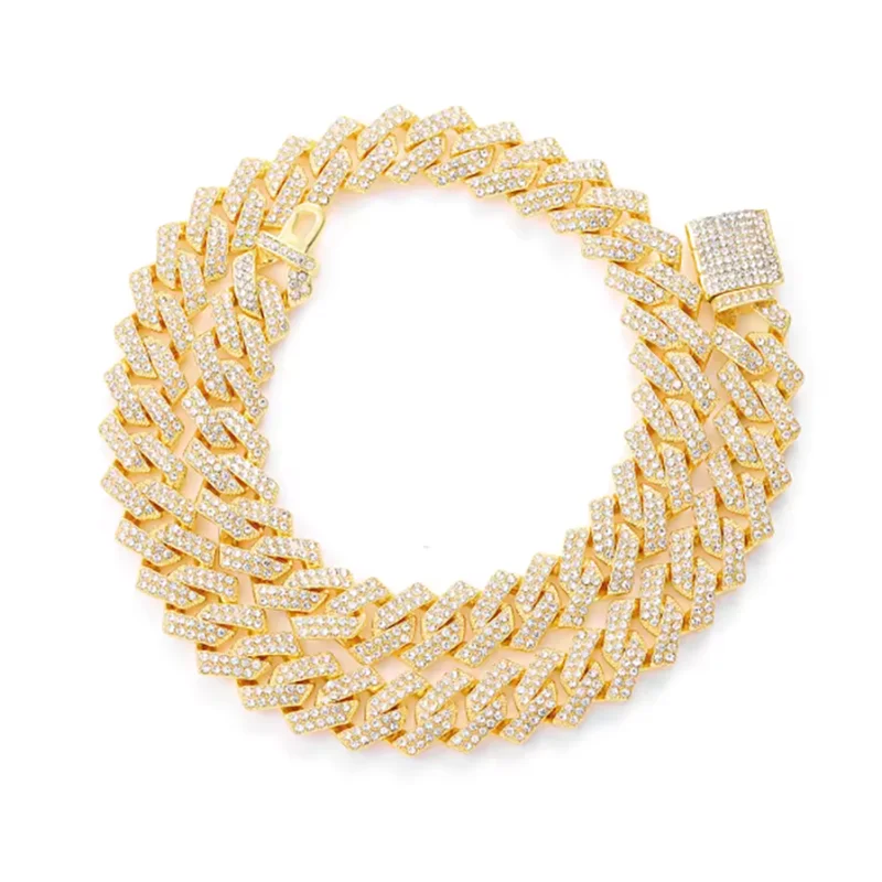 16mm Hip Hop Miami Cuban Link Chain Set Necklace +Watch+Bracelet Creative Iced Out Shiny Trendy Stylish Jewelry For Women Men