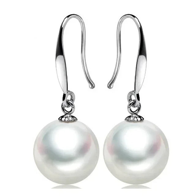 High-quality 925 Sterling Silver classic 10mm Pearl Drop Earrings Jewelry for Woman Girl Wedding Party Gift designer Jewelry