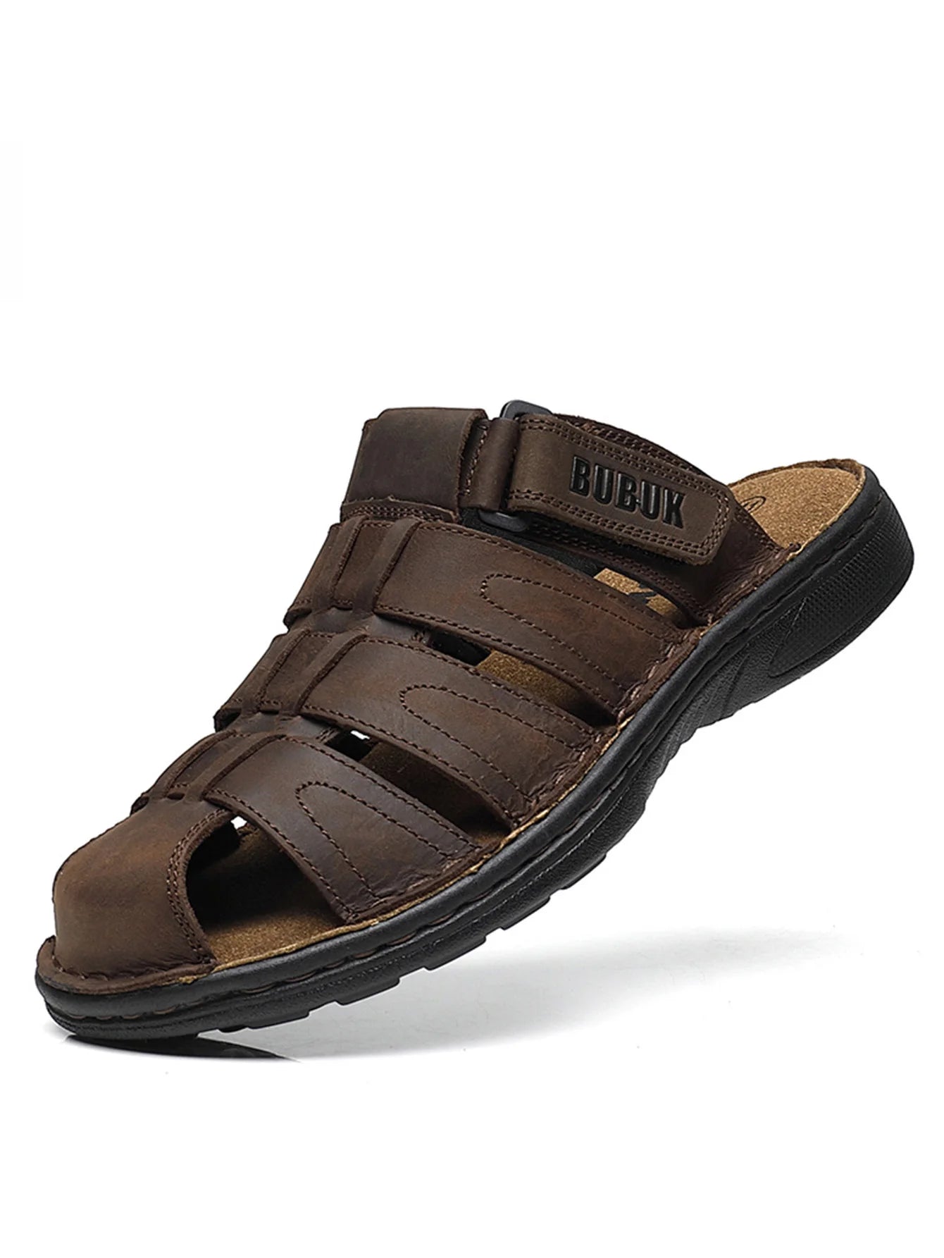 First-Layer Cowhide Men's Sports Sandals, Open-Toe Outdoor 防滑 Sandals, Casual Men's Shoes, Outdoor Fashion Beach Shoes, Li