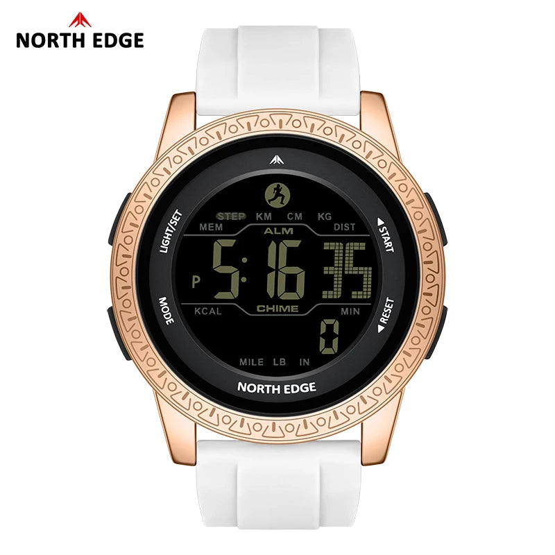 NORTH EDGE NEW APOLLO Men's Digital Watch Sports Waterproof 50M Wristwatches Dual Time Pedometer Stopwatch Alarm Clock For Women