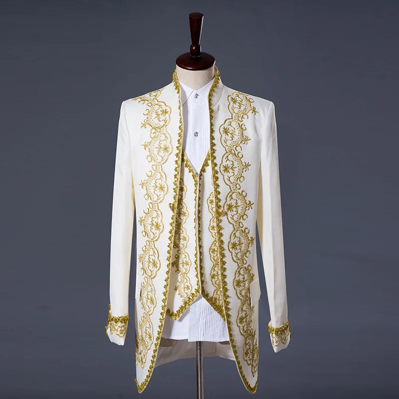 2023 New Retro Court Style Men's Tuxedo Men's Suit Three-piece Suit for European and American Opera Stage Costumes Dress Suit