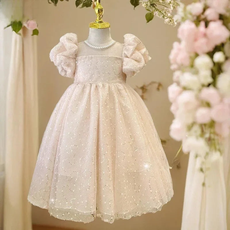 2024 Summer New Style Women's Baby Princess Dress Puffy Sleeves Trendy Girls Casual Dresses Woodland Theme Design