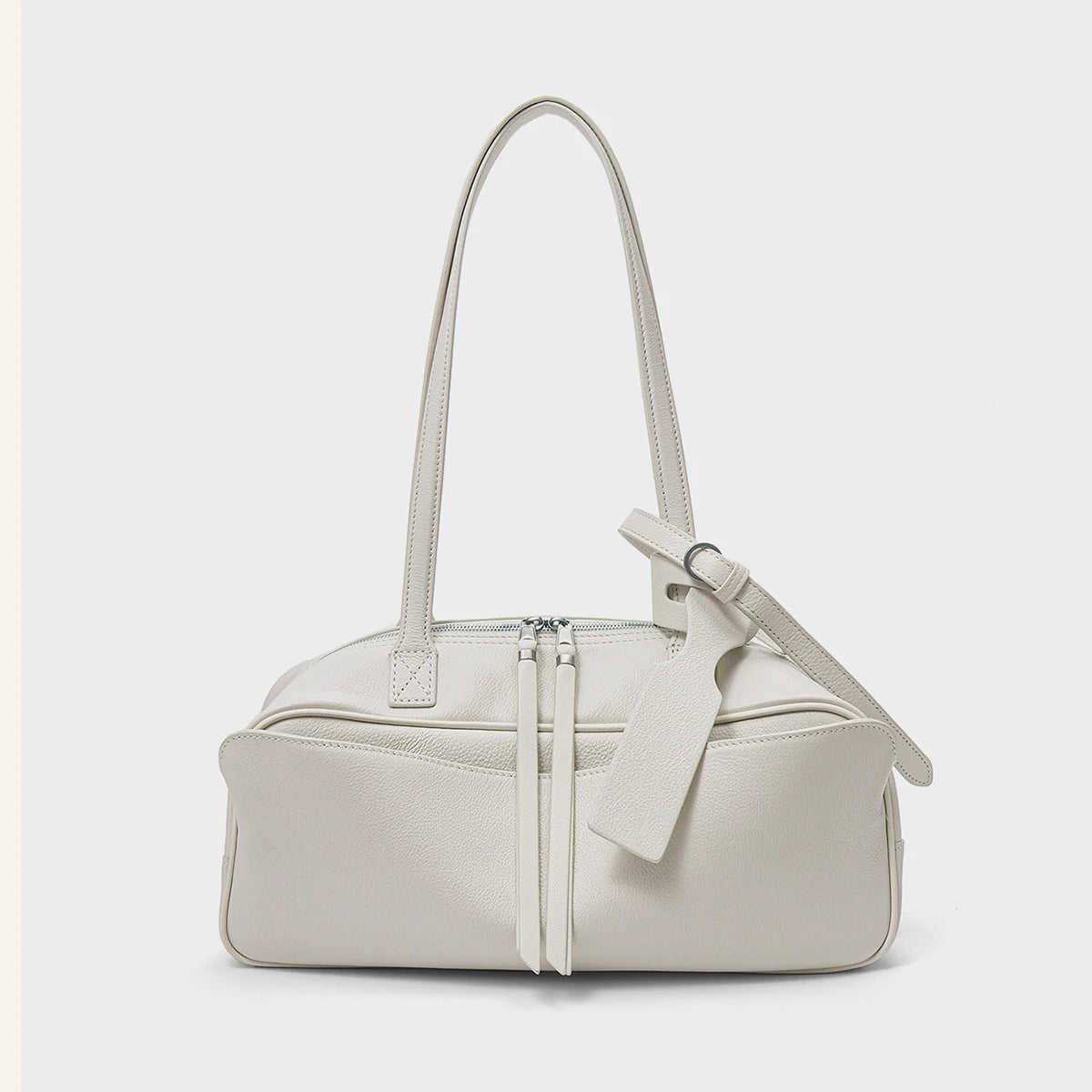 Free Gold Stamping First Letter 2025 Spring and Summer Genuine Leather Bowling New Women's Bag Simple First Layer Cowhide Boston