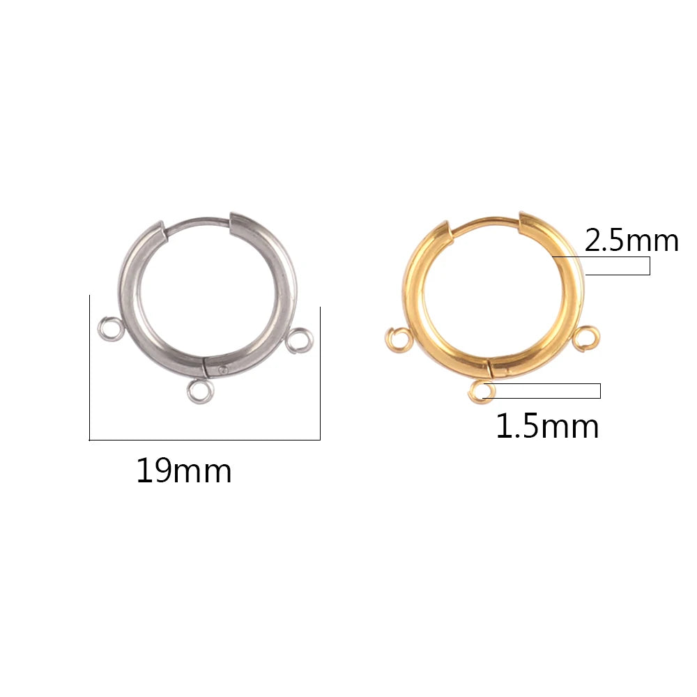 10pcs/Lot 316L Stainless Steel Hoop Earrings Findings Round Earrings Base For DIY Earrings Jewelry Making Supplies Accessories
