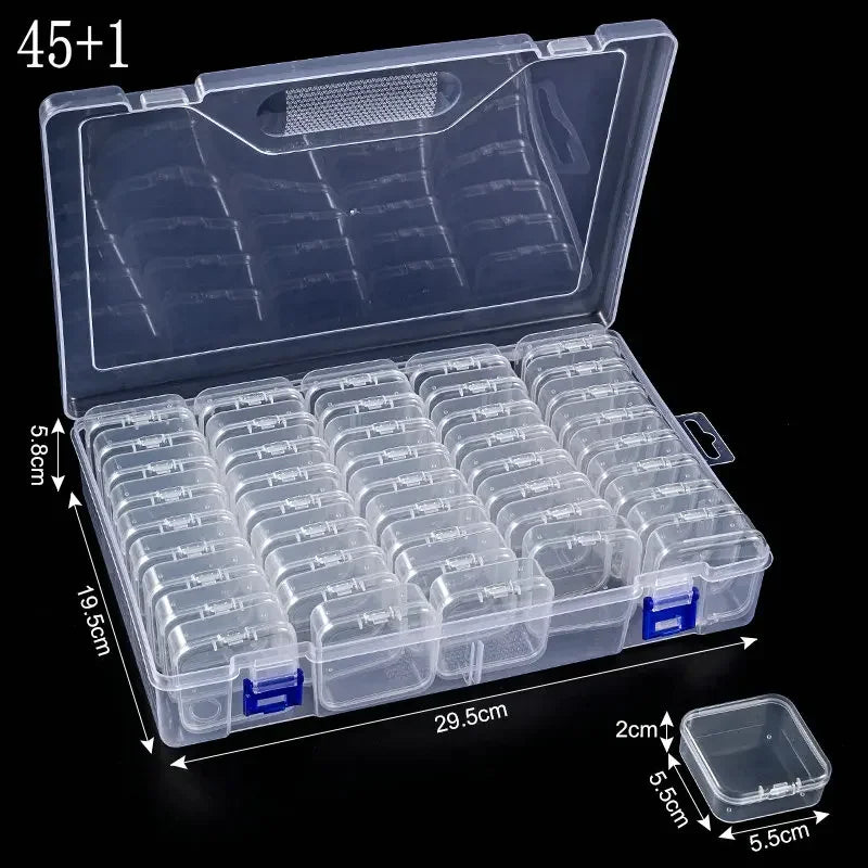 Small Bead Organizer Cases Plastic Organizer Box Mini Clear Bead Storage Container Box with Hinged Lid for DIY Jewelry Supply