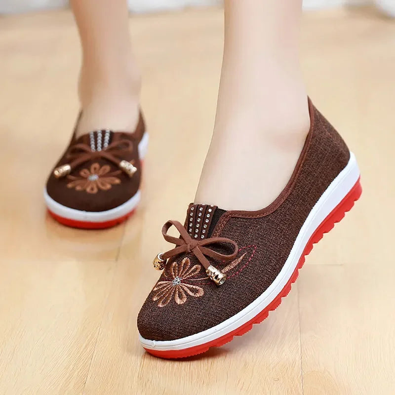 women retro light weight anti skid comfort spring & summer flat loafers lady chinese classic dance shoes zapatos de mujer a66