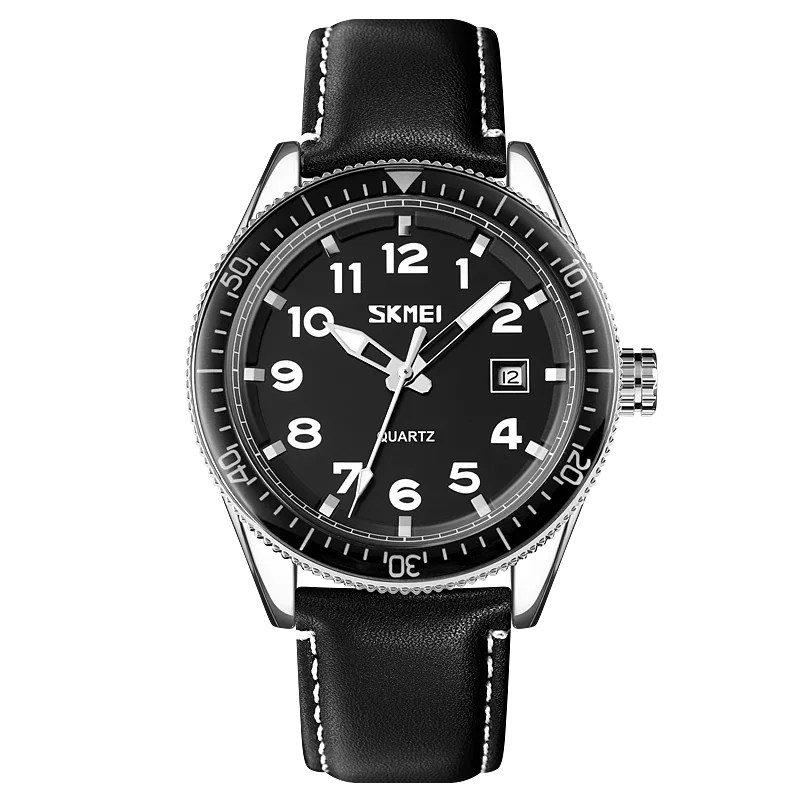 SKMEI 9232 Luxury Simple Sport Waterproof Men Business Mens Quartz Watches Leather Dial Wristwatches Calendar Clock Reloj Hombre