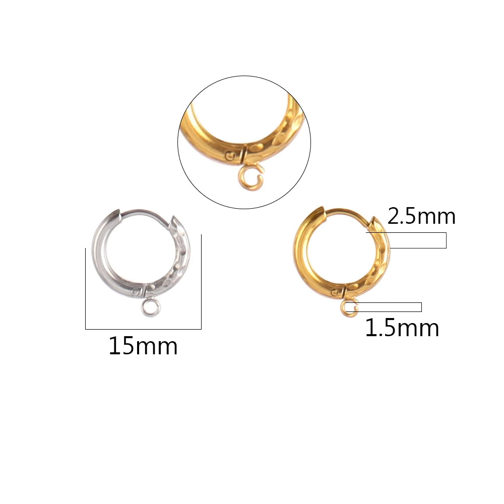 10pcs/Lot 316L Stainless Steel Hoop Earrings Findings Round Earrings Base For DIY Earrings Jewelry Making Supplies Accessories