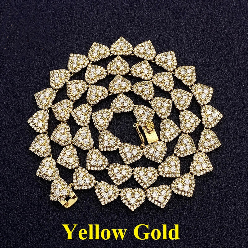 Unisex Moissanite Heart Tennis Chain For Women Original 925 Sterling Silver Gold Man Moissanite Bracelet Cuban Chain Hip hop