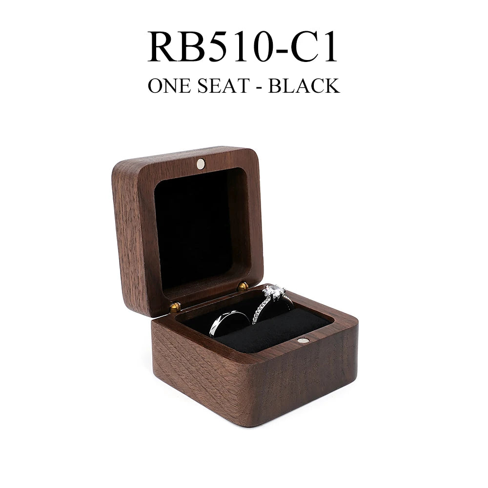 Real Walnut Wood Jewellery Box Wholesale Pendant Necklace Ring earring Gift Display Packaging Case with Velvet Interior
