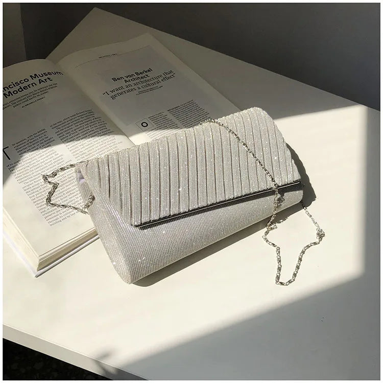 Women Clutch Evening Bag Sequin Clutch Female Wedding Purse Bag Party Handbag Black Blue Chain Shoulder Bag