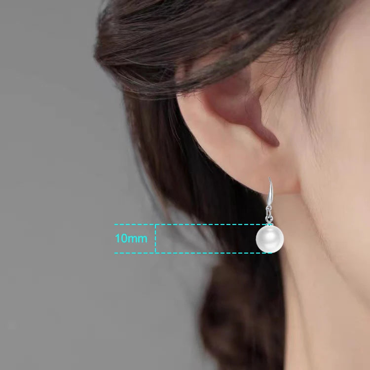 925 Sterling Silver Fashion Jewelry Pearl Drop Earrings For Lady New XY0009