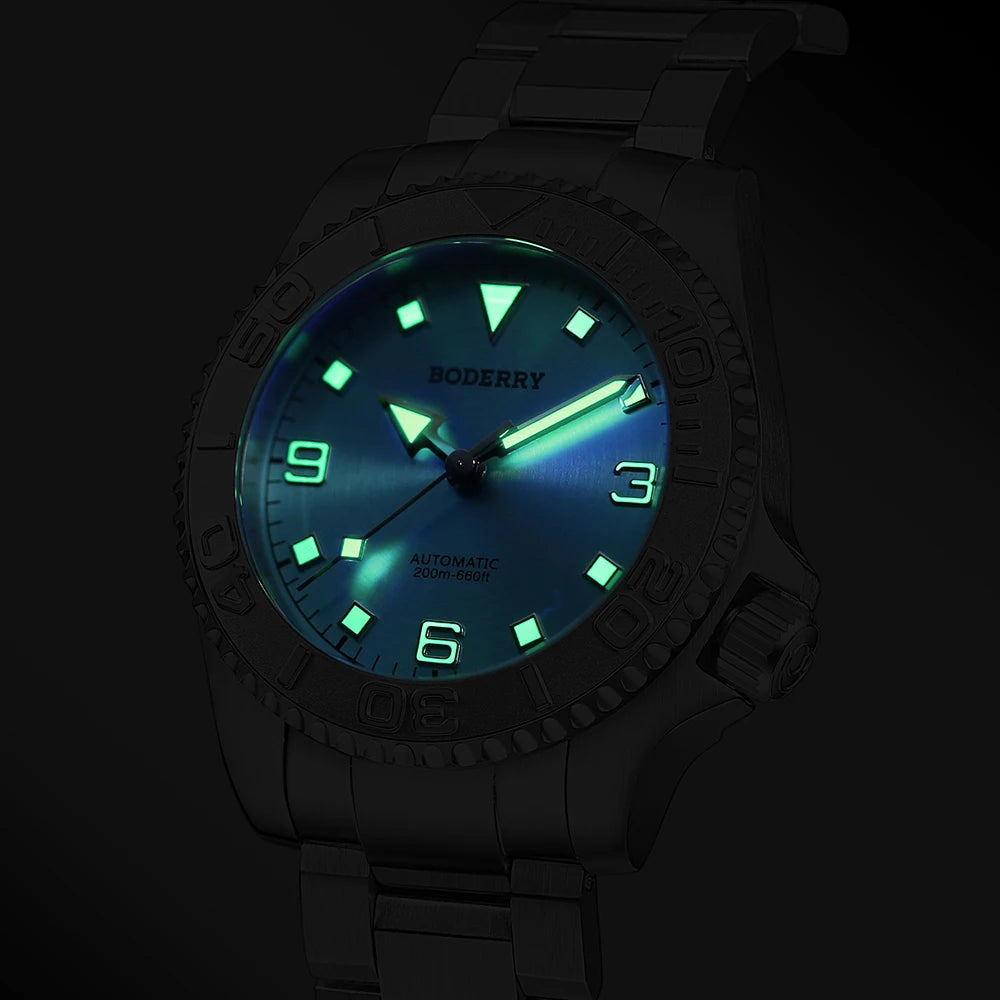 Boderry ADMIRAL Diver Watches 3-Hand No Date 200M Waterproof Titanium Automatic Mechanical Luxury Wristwatch For Men