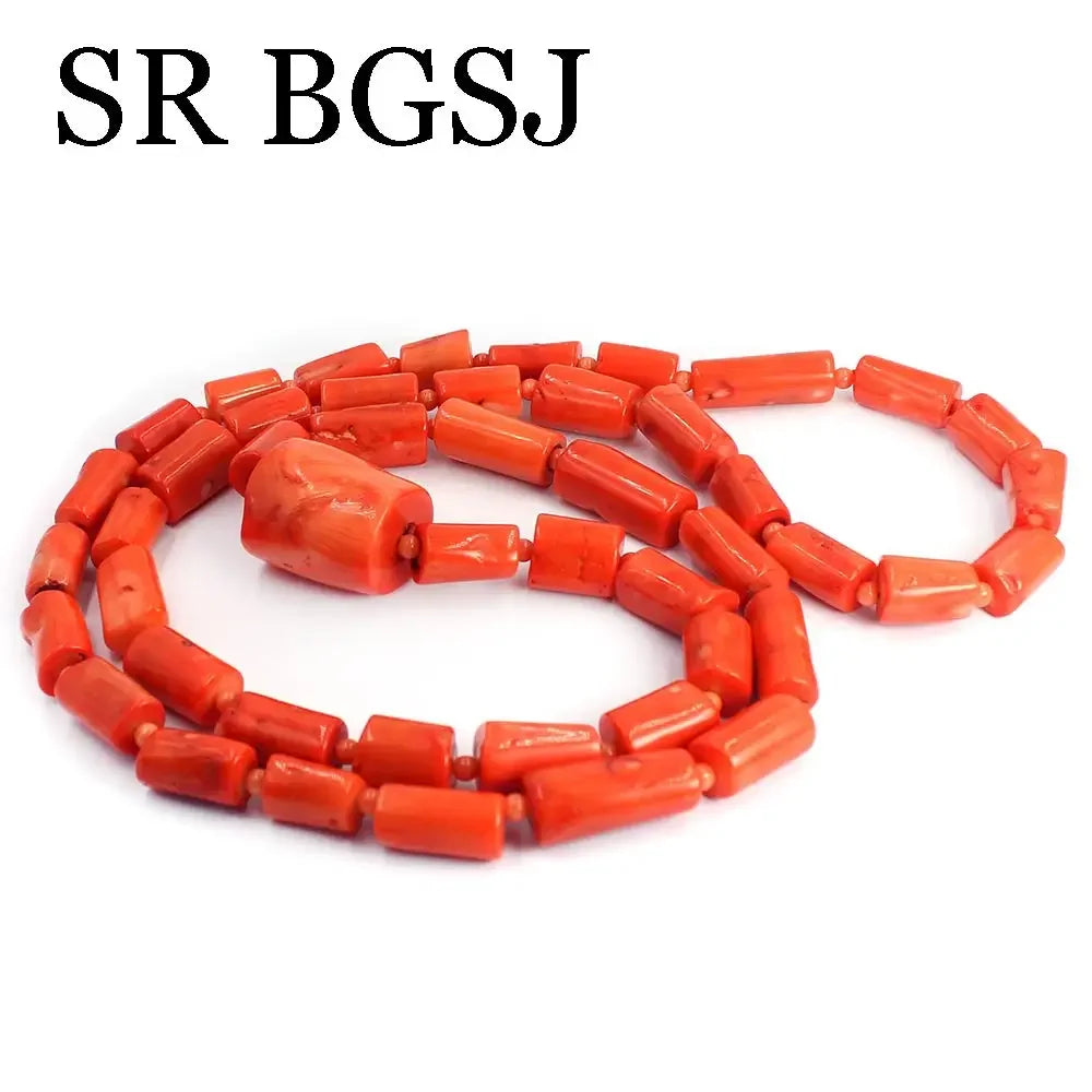 10-14mm Women Jewelry Trendy Orange Long Sweater Pendant Genuine Natural Coral Necklace 38inch
