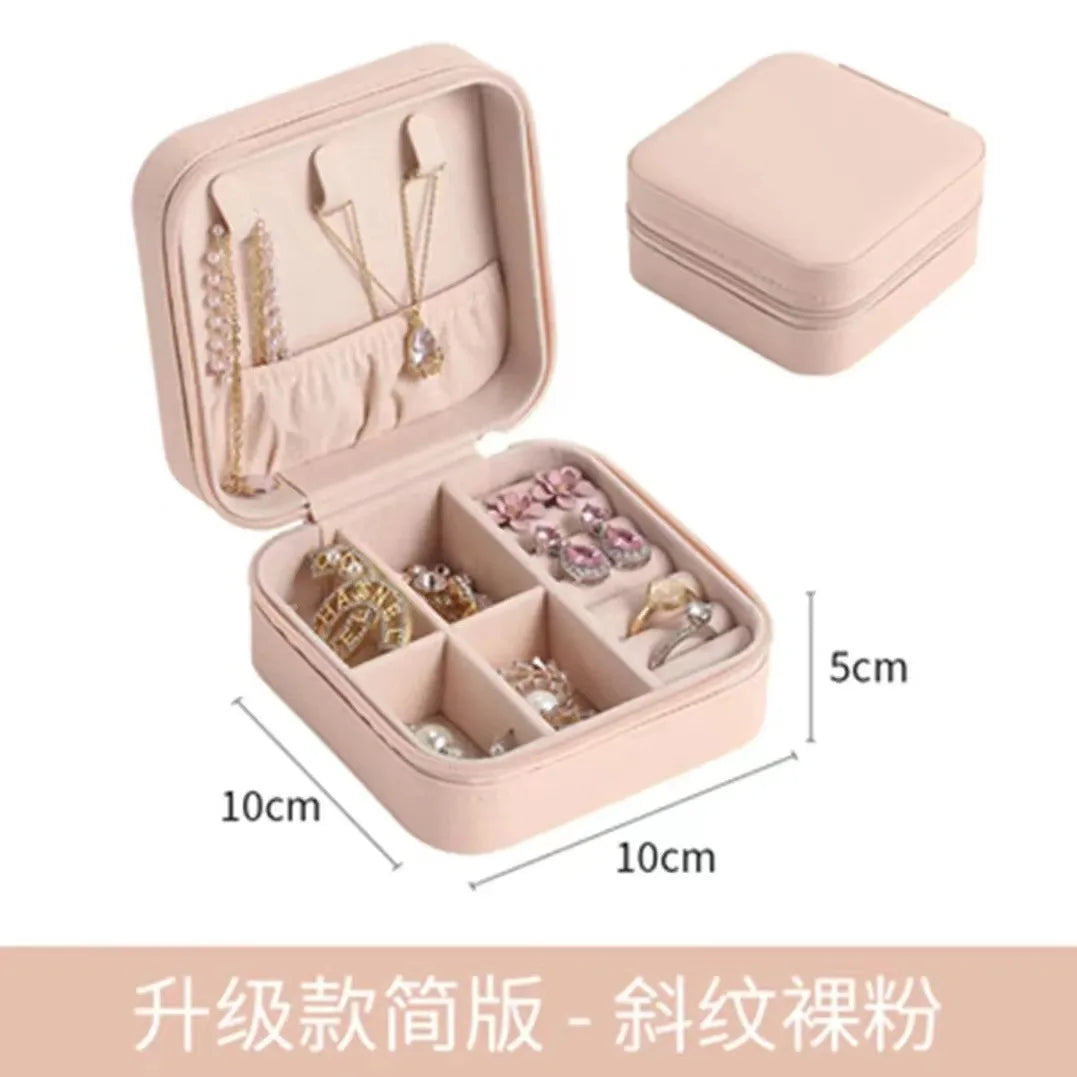 Portable Jewelry Box Jewelry Organizer Display Travel Jewelry Case Boxes Jewelry Leather Storage Zipper Jewelers Jewelry Box
