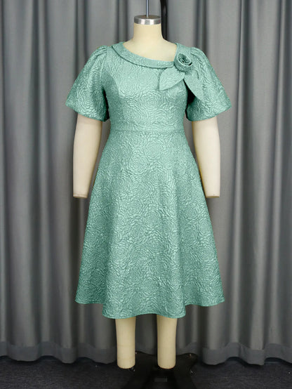 Spring Summer plus Size Jacquard Dress A-Line Fashion Party Banquet Temperament 2025 New Arrivals