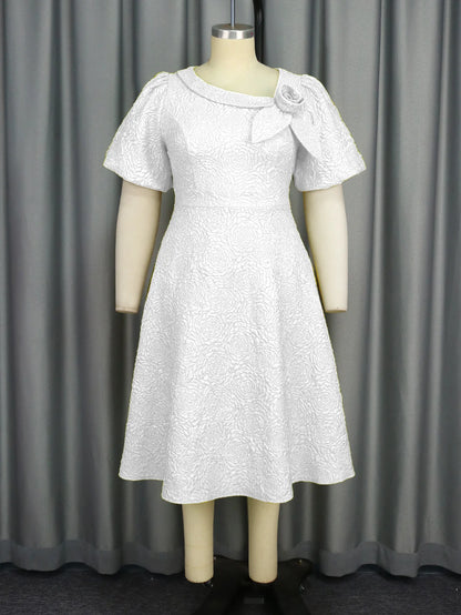 Spring Summer plus Size Jacquard Dress A-Line Fashion Party Banquet Temperament 2025 New Arrivals