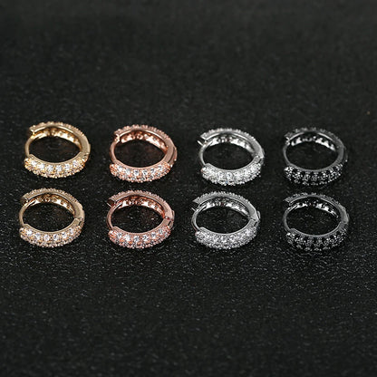 Luxury Shiny Hoop Earrings For Women Three Layer Micro Zircon Stone Paved Small Copper Huggies Charm Piercing Ear Hoops Jewelry