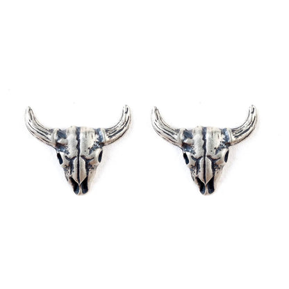MKENDN 100% S925 Sterling Silver Men Women Sheep Head Skeleton Stud Earring Gothic Style Pubk Dark Style Ear Jewelry