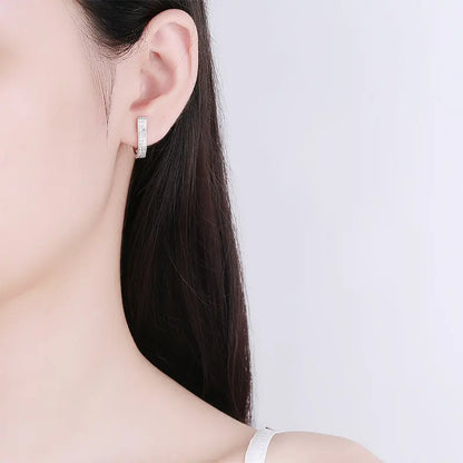 New Fashion Geometric Hoop Earrings For Women Two Row Crystal Zircon Stone Paved Tiny Huggies Female Trendy Earring Accessories