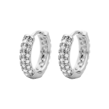 Luxury Shiny Hoop Earrings For Women Three Layer Micro Zircon Stone Paved Small Copper Huggies Charm Piercing Ear Hoops Jewelry