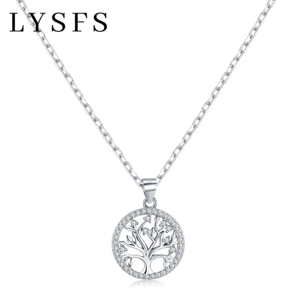 LYSFS Authentic 925 Sterling Silver DIY Life Tree Charm Necklace Ladies Silver Nature Lucky Tree Jewelry Pendant link Charm
