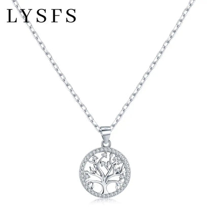 LYSFS Authentic 925 Sterling Silver DIY Life Tree Charm Necklace Ladies Silver Nature Lucky Tree Jewelry Pendant link Charm