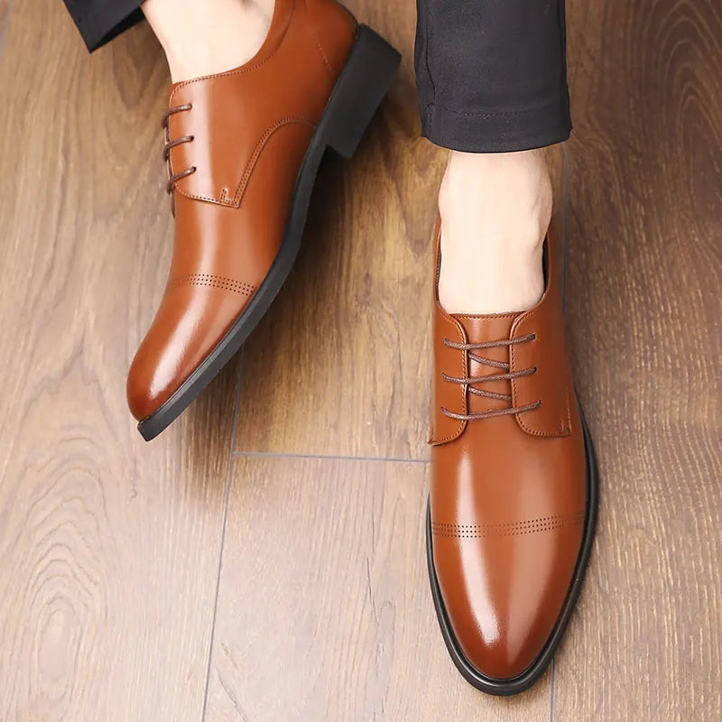 FUQIAO Formal Height Increasing Shoes Man Taller Elevator 6CM Invisible Insole For Men Heighten Increased Oxfords Business Lift