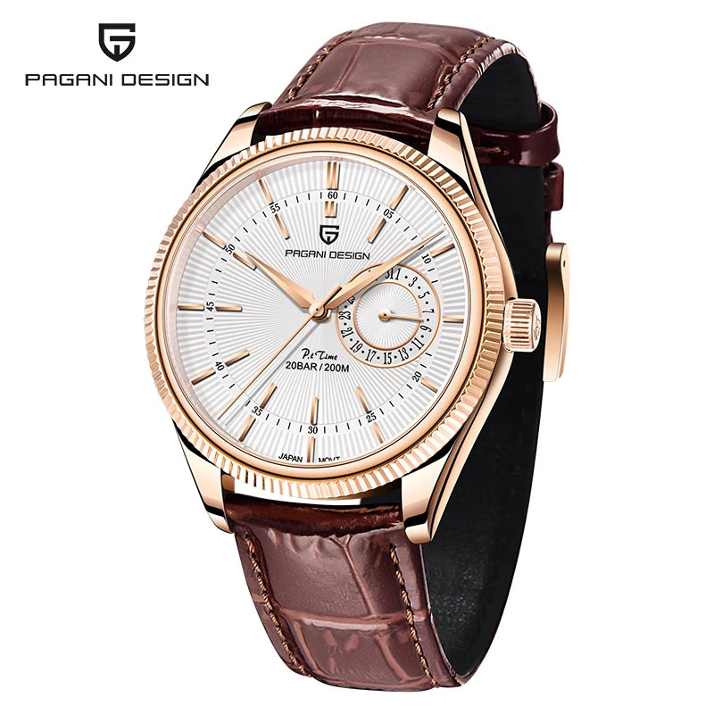 2025 New PAGANI DESIGN Mens Quartz Watches Gold Top Luxury Watch For Man Sapphire Mirror Waterproof Wristwatch Men Leather Clock
