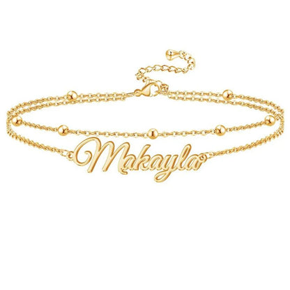 Custom Name Anklet Bracelet Women's Stainless Steel Anklet Personality Double Letter Anklet Bracelet Jewelry