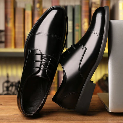FUQIAO Formal Height Increasing Shoes Man Taller Elevator 6CM Invisible Insole For Men Heighten Increased Oxfords Business Lift