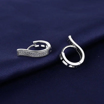 New Fashion Geometric Hoop Earrings For Women Two Row Crystal Zircon Stone Paved Tiny Huggies Female Trendy Earring Accessories