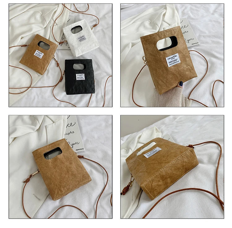 Trendy Paper Bag Style Purses and Handbags for Women Clutch Bag Novetly Shoulder Bag Small Designer Bag Kraft Paper Totes