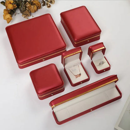 1Pcs Multi size Green/red /bule leather filled paper jewelry box ring necklace bracelet  jewelry storage box gift box