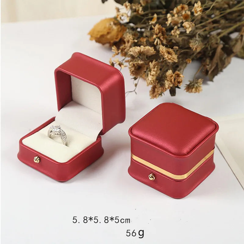 1Pcs Multi size Green/red /bule leather filled paper jewelry box ring necklace bracelet  jewelry storage box gift box