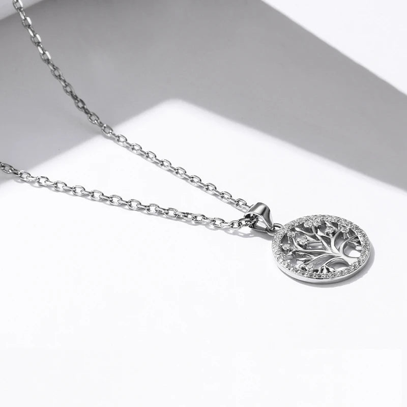 LYSFS Authentic 925 Sterling Silver DIY Life Tree Charm Necklace Ladies Silver Nature Lucky Tree Jewelry Pendant link Charm