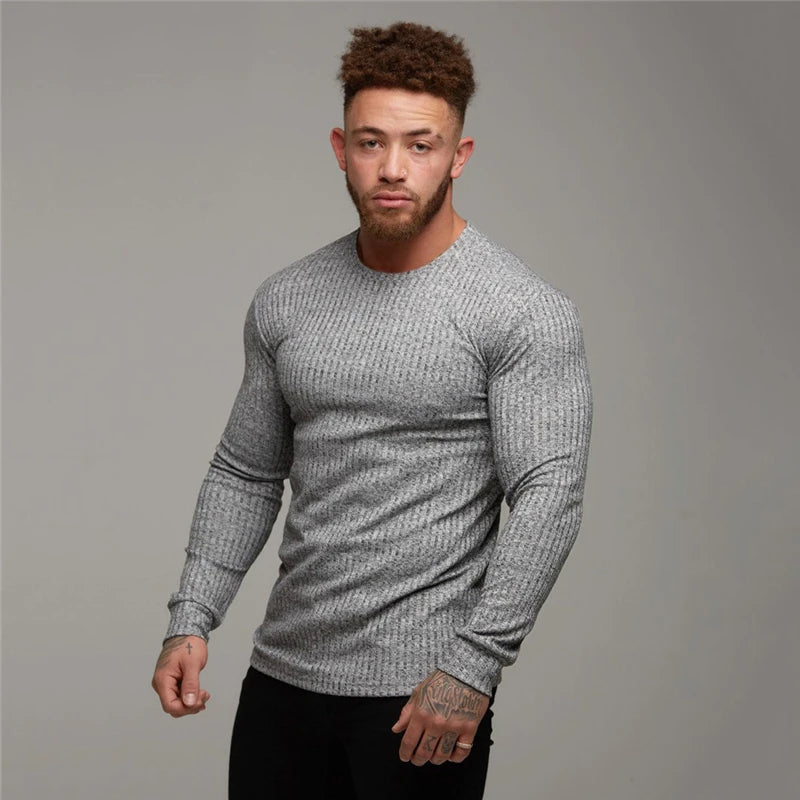 New Spring Fitness Hooded Sweaters Men Warm Turtleneck Sweaters Slim Fit Sports Pullover Men Sweater Gym Knitwear Pull Homme