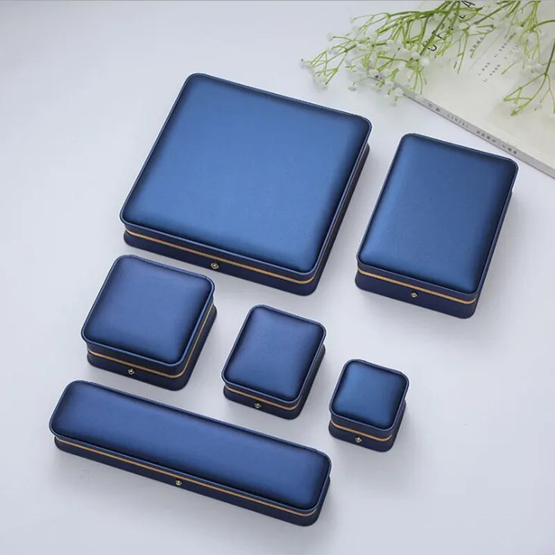 1Pcs Multi size Green/red /bule leather filled paper jewelry box ring necklace bracelet  jewelry storage box gift box