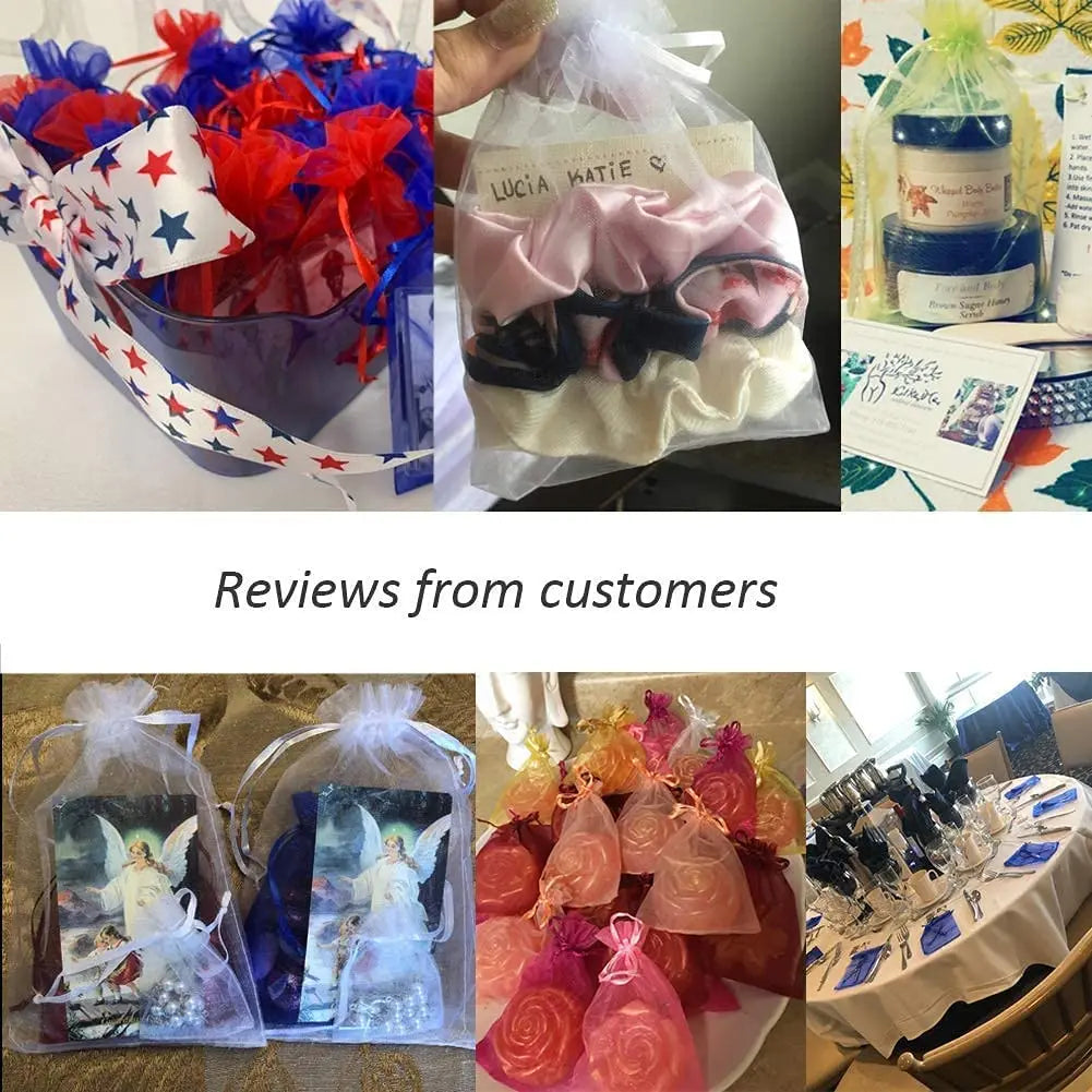 Organza Gift Bag Jewelry Packaging Bag Wedding Party Goodie Packing Favors Cake Pouches Drawable Bags Present 50pcs/lot (4 Size)