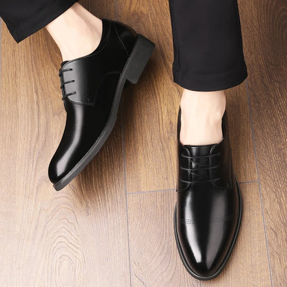 FUQIAO Formal Height Increasing Shoes Man Taller Elevator 6CM Invisible Insole For Men Heighten Increased Oxfords Business Lift