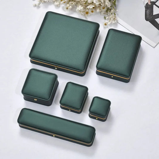 1Pcs Multi size Green/red /bule leather filled paper jewelry box ring necklace bracelet  jewelry storage box gift box
